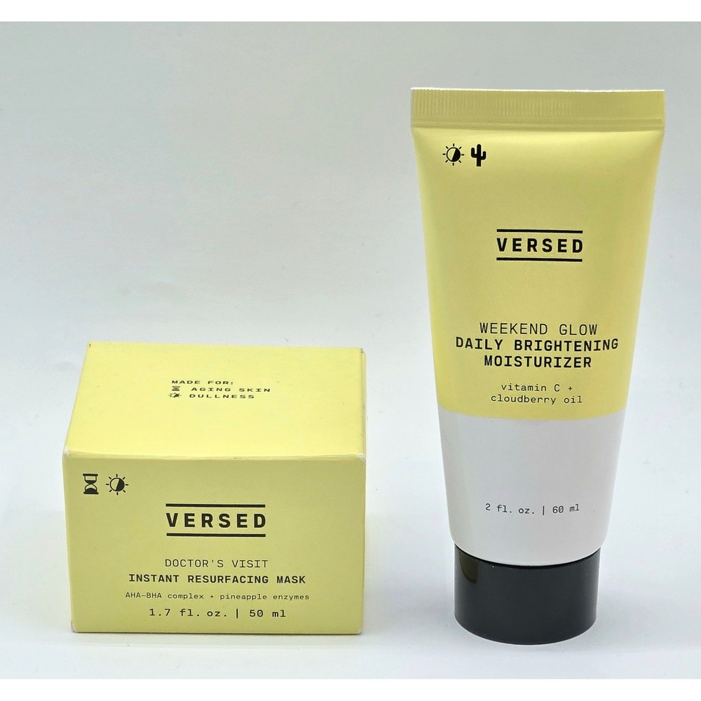 Versed Resurfacing Mask and Brightening Moisturizer Skincare Set 1.7oz 2oz